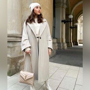 Zara Elegant Beige Pea Coat for Women